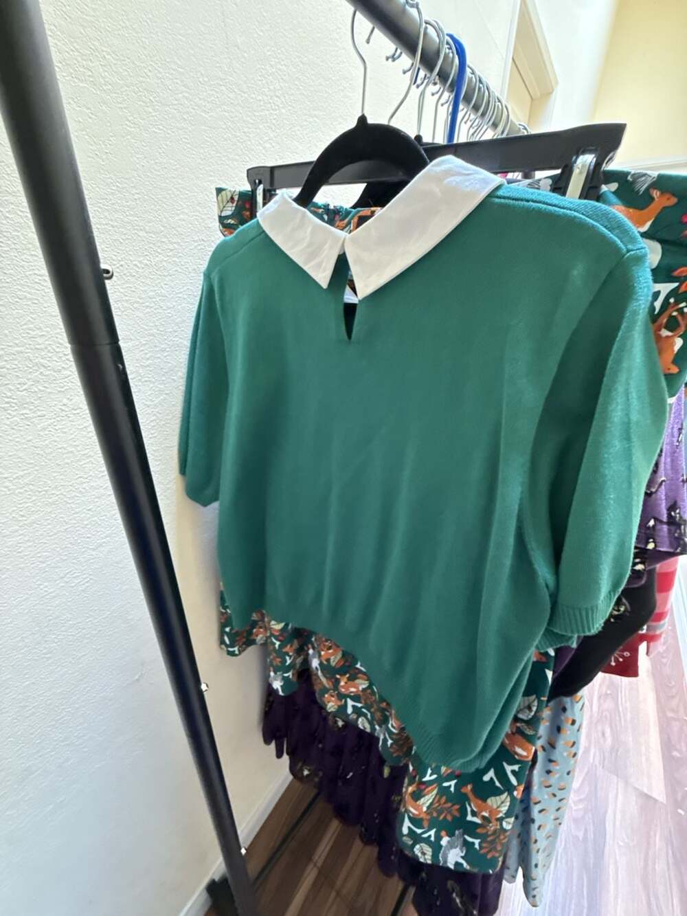 Collectif Genevieve Top Green Knit Collar with Matching Skirt - Picture 3 of 5